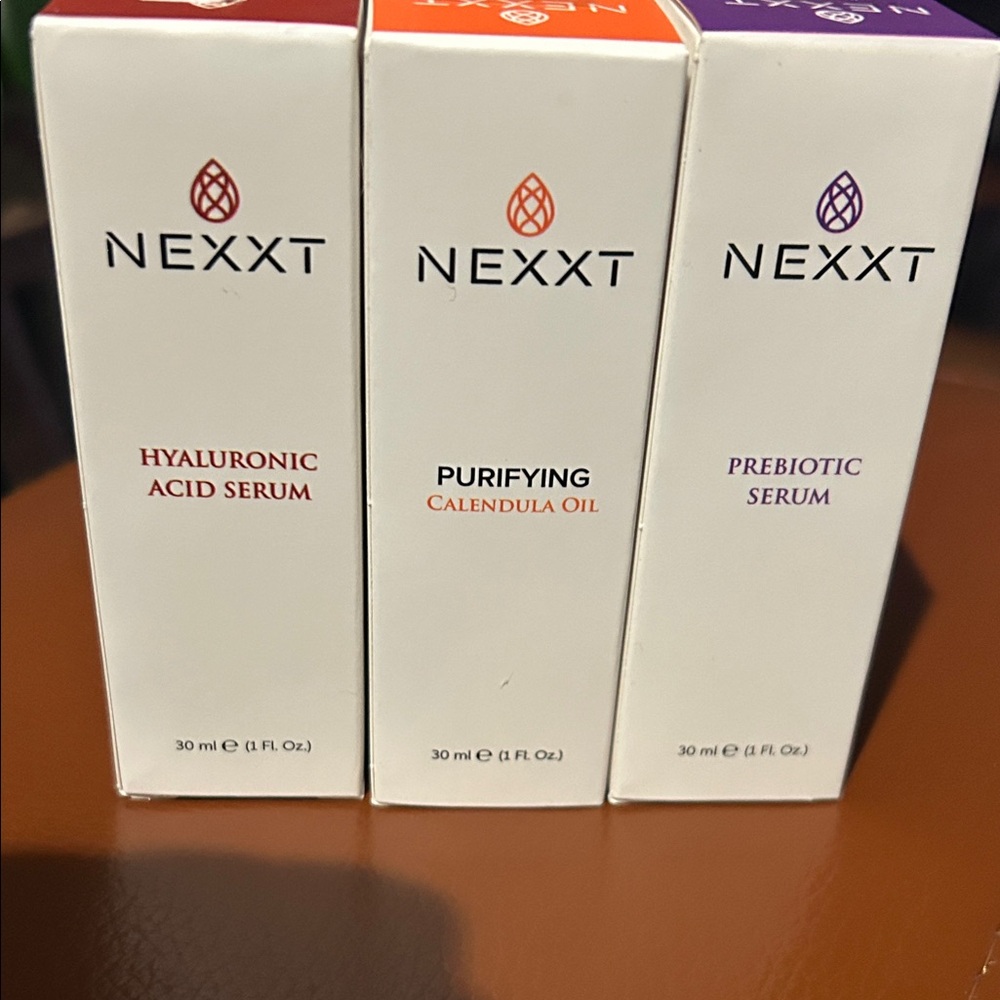 Nexxt Skincare Serum Set - Hyaluronic Acid, Purifying Calendula Oil, Prebiotic